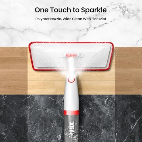 Spray Mops for Floor Cleaning with 3pcs Washable Pads, Xlife Wet Dry Mop for Kitchen Wood Hardwood Laminate Ceramic Tiles Floor Dust Cleaning-Red (No Cleaner)