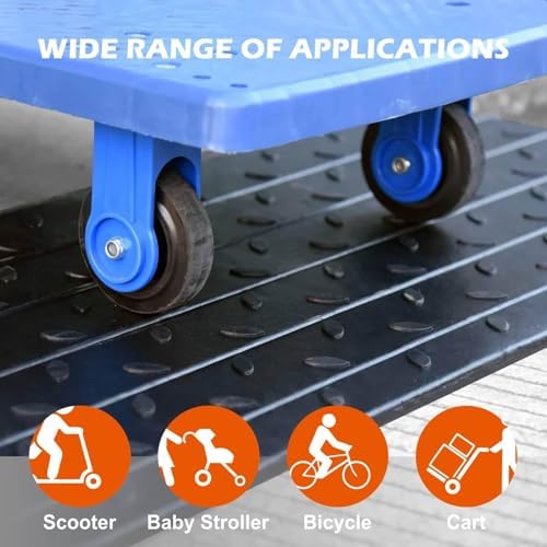 Rubber Wheelchair Threshold Ramp, 1"/1.5"/2"/2.5"/3"/3.5"/4" Rise Options, Wheelchair Ramp 7000Lbs Load Capacity, Non-Slip Textured Surface for Wheelchairs, Scooters (2.0" Rise)