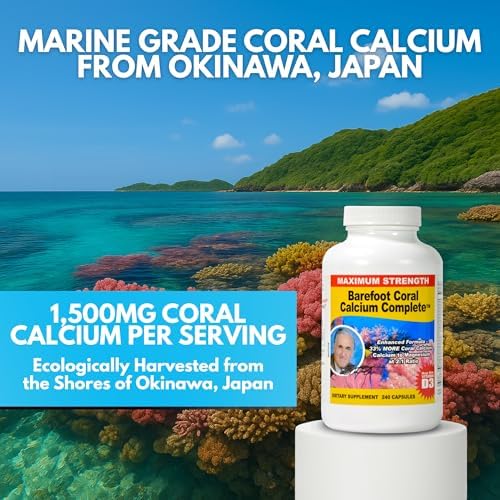 1500mg, 240 Capsules- Coral Calcium Supplement Developed by Bob Barefoot- Supports Overall Health & PH Levels- Contains Calcium, Magnesium & Vitamin D3