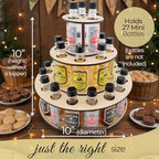 Party Centerpiece Display for Mini Liquor Bottles | 21st Birthday Holiday Celebration Decoration (Three Tier, Natural Wood)