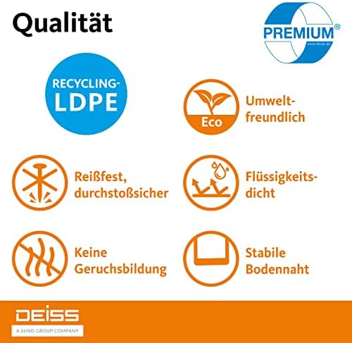 Deiss Premium Bin Bags Transparent Type 60, 120 litres