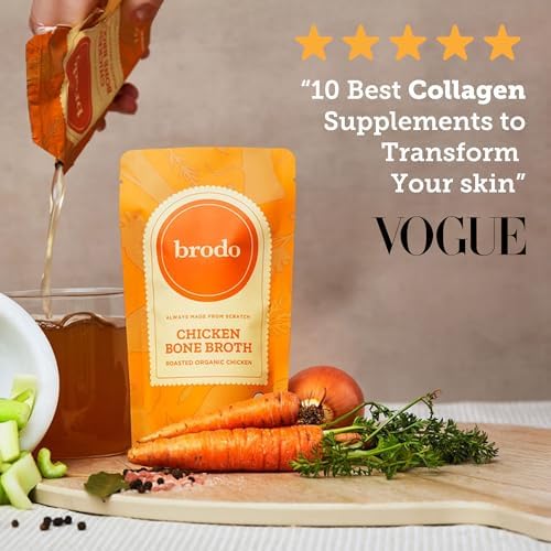 Brodo Ready to Drink Organic Chicken Collagen Rich Bone Broth, with Collagen, On The Go, 10 g Protein, Collagen Protein, Not from Concentrate, Collagen, No Preservatives 8 oz (Pack of 6)