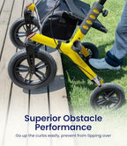 VOCIC Walker with Seat for Seniors, Z57 Outdoor Rollator Walker with 12" All Terrain Big Wheels, 7-Level Adjustable Height Rolling Walker with Safety Brakes, Storage Bag, Cup Holder