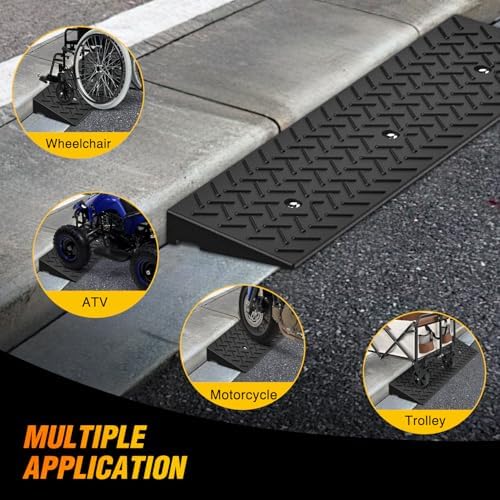 Nilight 2" Rise Curb Ramps, Heavy Duty Rubber Driveway Threshold Shed Ramp for Sidewalk Cars Lawn Mower Wheelchairs Motorcycles, 3300lbs Load Capacity