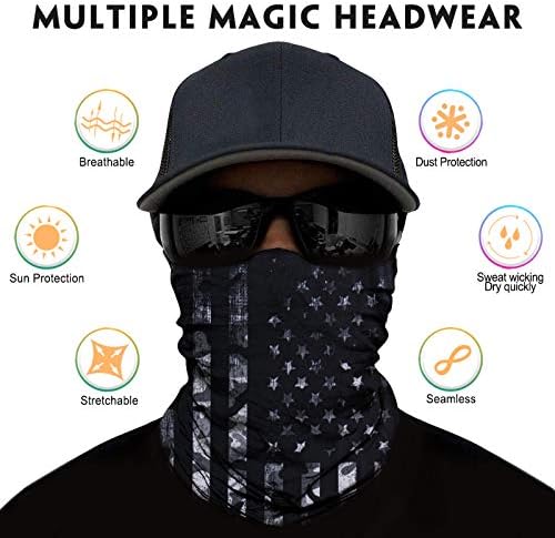Venswell Neck Gaiter Face Mask Men Women,Seamless Bandana Rave Face Cover Scarf Mask,Balaclava,Headband, Head Wrap,Headwear