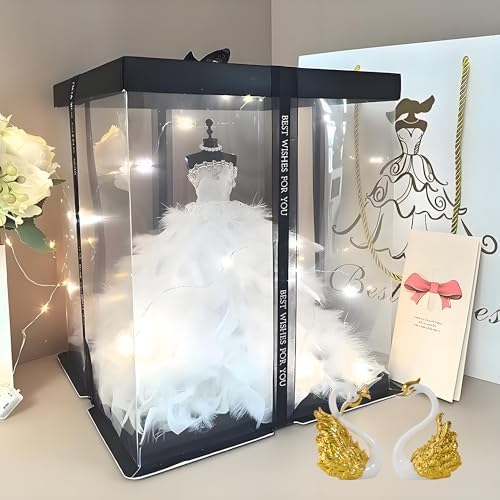 2 Pcs Romantic Swan Topper Figurines – Crowned Couple Swans for Wedding Cakes, Anniversary Parties, Birthday Celebrations, Creative Home & Car Decorations, Collectibles & DIY Craft Projects（ Gold ）