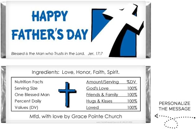 Father's Day Leaning Cross Personalized Candy Bar Wrapper - Set of 36