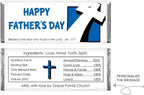 Father's Day Leaning Cross Personalized Candy Bar Wrapper - Set of 36