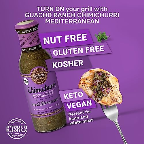 Gaucho Ranch Chimichurri Sauce Mediterranean | Chimichurri Seasoning Mix of Parsley, Basil, Garlic and Thyme | Adobo Sauce Gluten Free, Keto, Vegan | Ideal for Meat - 12.5oz