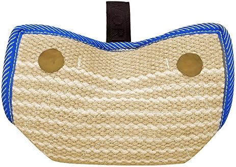 PET Artist Jute/Linen Bite Wedge Bite Pillow 2 Handle with 1 Loop Tug Toy 14"(36cm) 8"(20cm) Training Toy for Medium to Large Dogs Ideal for German Shepherd/American Bully/Pitbulls/Rottweilers