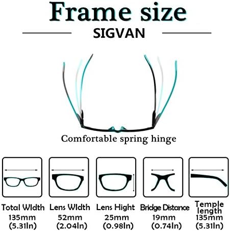 SIGVAN 5 Pack Spring Hinge Reading Glasses Rectangular Fashion Quality Readers for Men and Women (5 Pack Mix, 2.5)