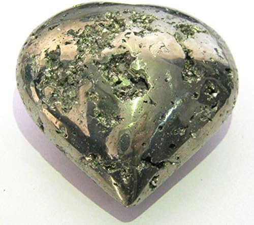 Golden Pyrite 48 MM Heart Shape Rock Crystal Healing Fool S Gold Gemstone Reiki FENG Shui Gift Psychic Energy