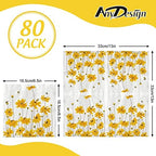 AnyDesign 80 Pack Summer Calliopsis Paper Napkins Flower Bee Dinner Napkins Yellow Floral Decorative Disposable Luncheon Hand Napkin for Spring Home Holiday Party Supplies