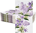 Gift Boutique 100 Lilac Floral Guest Napkins Disposable Purple Lavender Flowers Dinner Paper Hand Napkin for Spring Bathroom Powder Room Birthday Party Supplies