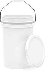 6.5-Gallon White Bucket Pail Container with Lid | Food Grade | Heavy-Duty 90MIL Extra Durable | Metal Handles with Plastic Grip for Easy Carrying | Multi-Use | Easy Stack and Store | BPA Free - 1 Pack