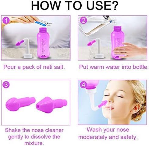 Neti Pot Sinus Rinse Bottle，Abnaok Nose Wash Cleaner Pressure Rinse Nasal Irrigation for Adult & Kid BPA Free，Nasal Wash Kit for Home or Travel