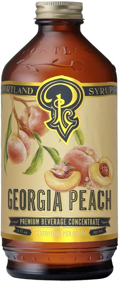 Portland Syrups Georgia Peach Syrup - Juicy Peach Flavoring for Coffee, Teas, Smoothies, and Cocktails – Great for Adding a Touch of Southern Delight to Any Beverage - 12 oz, 12 Servings, Set of 1