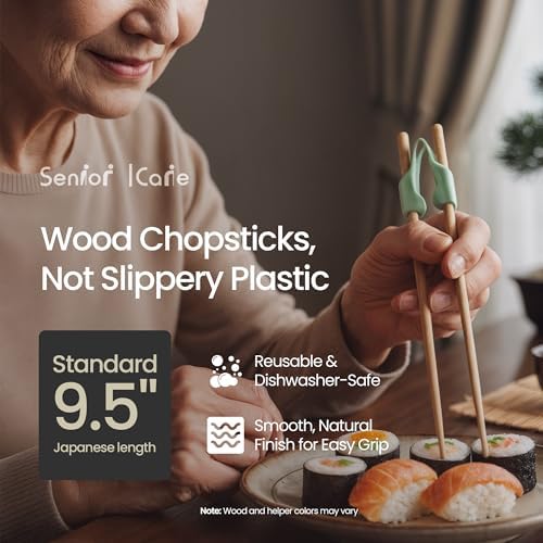 Senior ICare Chopstick Helper - Training Chopsticks for Adults, Beginners, Trainers or Learners, Right or Left Handed - Non-Slip, Reusable, Replaceable