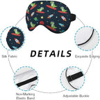 Astronaut Dinosaur Sleep Eye Mask Eye Cover Rex Tyrannosaurus Space Surf Funny Animal Silk Eye Mask for Sleeping with Adjustable Strap for Travel Nap Shift Work Office