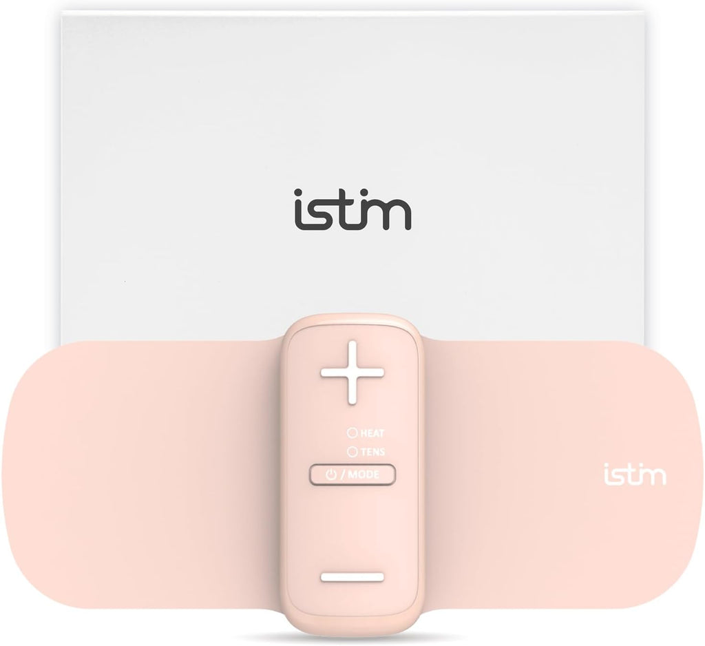 iStim S1 Wireless TENS Unit for Menstrual Relief – Period Pain Relief Device for Period Cramps and Back Pain, TENS Machine with Heat, Rechargeable Drug-Free TENS Massager with Japanese Gel Pads