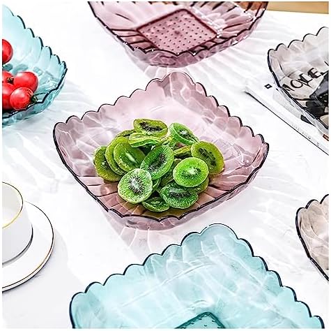 Fruit Bowls 4 PCS Transparent Creative Fashion Home Fruit Basket Fruit Basket Snack Living Room Coffee Table Dried Fruit Snack Bowl Blue Pink Fruit Tray Decorative Fruit Basket (Color : B)