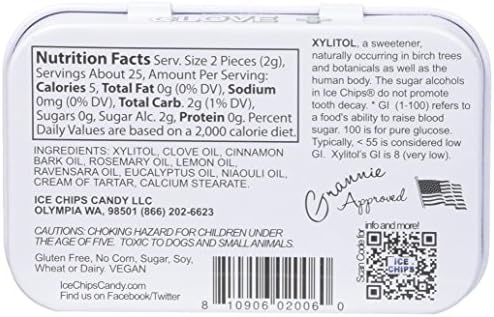 ICE CHIPS Candy Hand Crafted Tin Clove Plus Candy, 1.76 Ounce