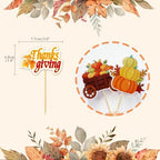 24 Pcs Thanksgiving Day Decoration Cupcake Toppers, Fall Theme Turkey Maple Leaf Pumpkin - Cake Picks for Thanksgiving Party Supplies (Mixed B)