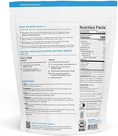 King Arthur Gluten-Free Bread Flour, 1:1 Replacement for Yeasted Recipes, 2 lb (Pack of 1) - Premium GF Flour for Artisan Boules, Bagels, Cinnamon Rolls & Burger Buns - Sorghum & Xanthan Gum
