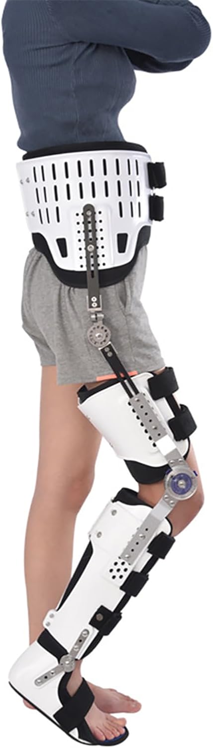 Hip Knee Ankle Foot Orthosis/Knee Support Brace with Walking Boots for Leg Fracture, Lower Limb Paralysis, Hip Walking Fixed,Right