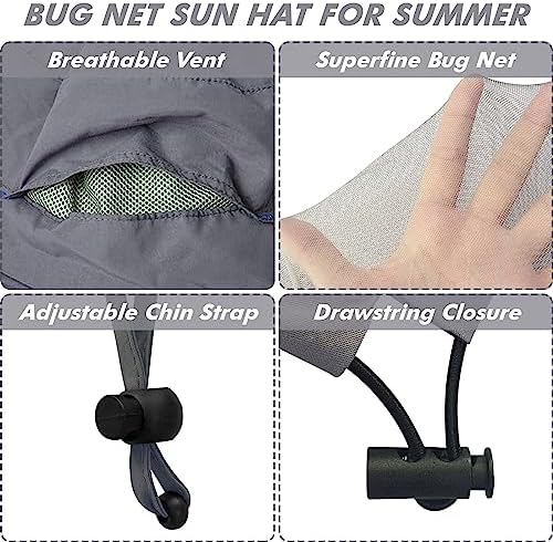 ayamaya Mosquito Head Net Hat for Men Women Sun Hats Wide Brim