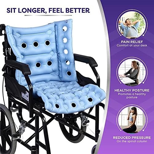 Inflatable Seat Cushion Anti-Decubitus Wheelchair Cushion, Breathable Backrest Air Cushion Bed Sore Cushions for Pressure Sores Pain Relief - Portable Travel Seat Pads for Airplane/Car/Office