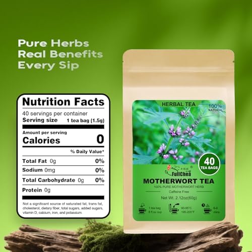 FullChea - Motherwort Tea, 40 Teabags - Premium Dried Motherwort Herb - Non-GMO - Caffeine-Free - Your Ideal Tea Break for Natural Wellness