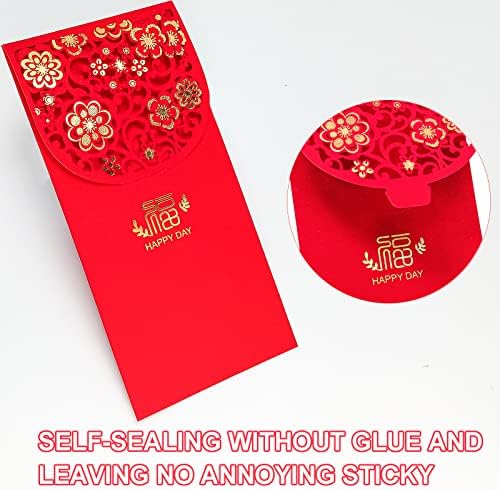 10 Pcs Chinese New Year Red Envelopes - Chinese Red Pockets, Hong Bao Lucky Money Gift Envelopes for Spring Festival, Birthday, Wedding