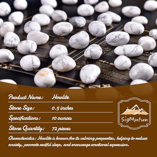 Polished Howlite Crystal Bulk - 0.5" Tumbled Stone Chips Rocks, 10 oz Crushed Sea Glass Vase Filler Small Stones for Healing, Reiki, Crafting, Home Decor