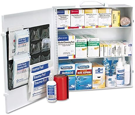 First Aid Only 90575 3-Shelf ANSI B+ and OSHA-Compliant First Aid Kit, 100-150-Person Emergency First Aid Kit for Business and Worksite, First Aid Metal Cabinet with Medications, 676 Pieces