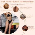 Women Lingerie Fishnet Bodysuit Sparkle Rhinestone Sexy Mesh Teddy Lingerie One Size