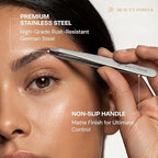 Beauty Power Professional Tweezers in Case - Slant, Durable Lightweight German Stainless Steel, Ultra Precision Tweezers for Eyebrows, Facial Hair, Chin, and Ingrown Hair Removal - Gift Idea - Gray