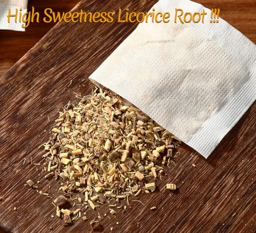 Premium 80 Licorice Root Tea Bags, Made with 100% High Sweetness Wild Licorice Root, No Additives & Caffeine Free.