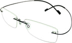 Stylish Rimless Frame Reading Glasses Black Gold Metallic