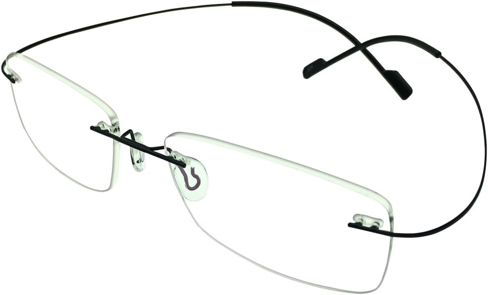 Stylish Rimless Computer Reading Glasses Black Gold Metallic Readers