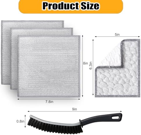 XANGNIER Cast Iron Scrubber Cleaning Kit,5 Pcs Cast Iron Skillet Cleaner Care Kit Tools Accessories for Griddle,Pan,Dutch Oven,Wok,Stainless Steel Pot,Kitchen Cleaning Gadget