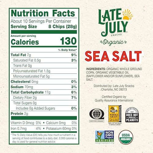 Late July Sea Salt Organic Tortilla Chips, 10.1 Oz Bag
