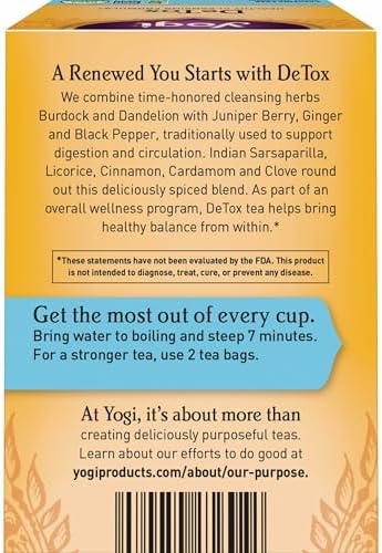 Yogi Tea DeTox Tea - 16 Tea Bags per Pack (4 Packs) - Organic Detox Tea for Digestive & Circulation Support - Includes Burdock, Dandelion, Ginger Root, Black Pepper, Cardamom & Juniper Berry