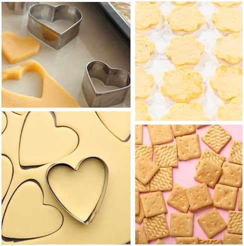 30Pcs Mini Cookie Cutter Set with Box,Small Stainless Steel Fruit Veggie Cutters,Polymer Clay Press Molds for Kids,Geometric Molds for Biscuit,Cake & Fruit Decorations
