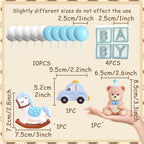 JeVenis Blue Bear Cake Decoration With Gold Balls Topper for Baby Shower and Birthday
