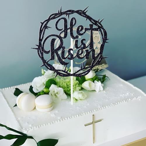 He is Risen Cake Topper, He Lives, Cross Religious Jesus Easter Décor, Spring Easter Holiday Party Decorations