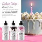 Cake Craft Cake Drip 3-Pack – Java Brown, Rosy Pink & White | Ready-to-Use Drip Icing for Cake Decorating | Vanilla & Chocolate Flavored | No Heating Required | 2oz Bottles
