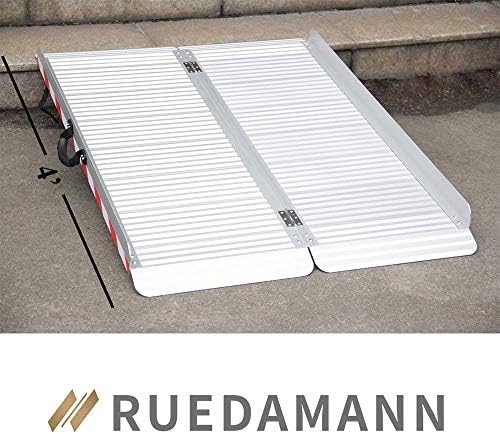 Ruedamann 4FT x 33.5" Extra Wide Electric Scooter ramp Wheelchair ramp for Doorways, Lightweight with Handle, Heavy 800Lbs, Non-Slip Foldable Threshold Ramp for Big Wheelchair Walker Scooter Trailer