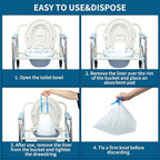 Commode Liners with Absorbent Pads | 50Bags+50Pads for Bedside Toilet Chair Bucket | Universal Fit | Bedside Commode Liners and Pads(50Bags + 50Pads)