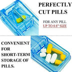 JohnBee Pill Cutter | Best Pill Cutter for Small or Large Pills | Designed in The USA| Cuts Vitamins | Includes Keychain Pill Holder (Blue)